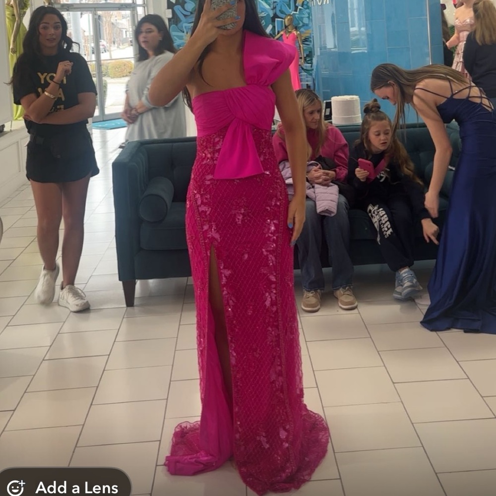 Sherri Hill One Shoulder Pink Prom Dress